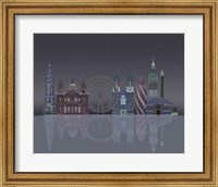 Framed London Skyline Night Reflections