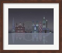 Framed London Skyline Night Reflections