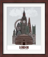 Framed London in Clouds Red and Green