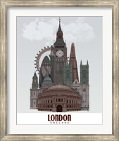 Framed London in Clouds Red and Green