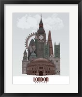 Framed London in Clouds Red and Green