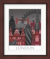 Framed London Elevations by Night Red