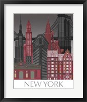 Framed New York Elevations by Night Red