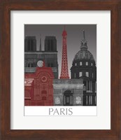Framed Paris Elevations by Night Red