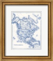 Framed North America in Shades of Blue