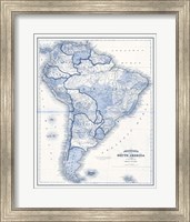 Framed South America in Shades of Blue