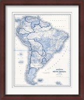 Framed South America in Shades of Blue