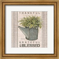 Framed Galvanized Watering Can Blessed