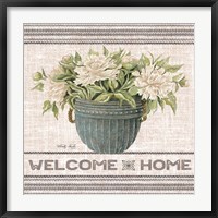 Framed Galvanized Peonies Welcome Home
