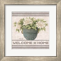 Framed Galvanized Peonies Welcome Home