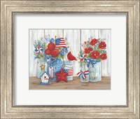 Framed Patriotic Glass Jars with Flowers