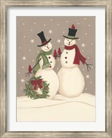 Framed Wreath & Cardinal Snowmen