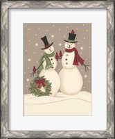 Framed Wreath & Cardinal Snowmen
