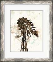 Framed Watercolor Windmill