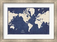 Framed Blueprint World Map