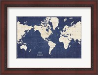 Framed Blueprint World Map