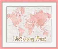 Framed Across the World Shes Going Places Pink