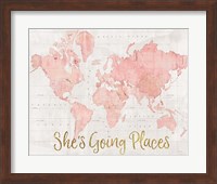 Framed Across the World Shes Going Places Pink