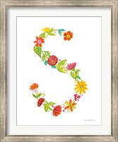 Framed Floral Alphabet Letter XIX