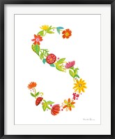 Framed Floral Alphabet Letter XIX