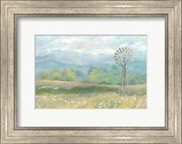 Framed Country Meadow Windmill Landscape
