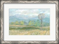 Framed Country Meadow Windmill Landscape