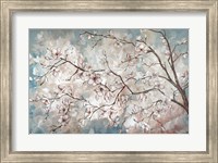 Framed Magnolia Branches on Blue