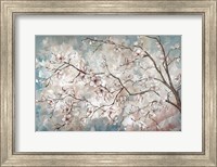Framed Magnolia Branches on Blue