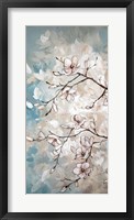 Magnolia Branches on Blue I Framed Print