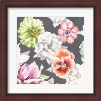 Framed Floral Sketch on Grey