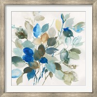 Framed Blue Leaves I