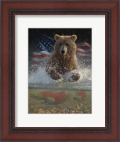 Framed Brown Bear Fishing America