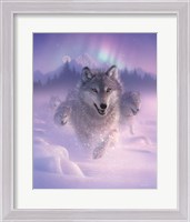 Framed Running Wolves - Northern Lights