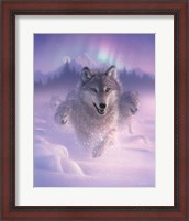 Framed Running Wolves - Northern Lights