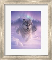 Framed Running Wolves - Northern Lights