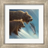 Framed Brown Bears - Fishing Lesson