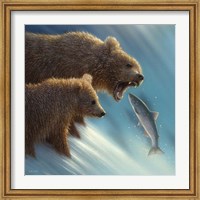 Framed Brown Bears - Fishing Lesson