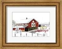 Framed Happy Holidays Barn