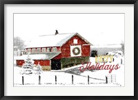 Framed Happy Holidays Barn