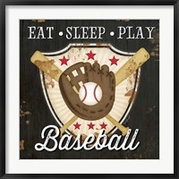 Framed Eat, Sleep, Play, Baseball