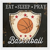 Framed 'Eat, Sleep, Pray, Basketball' border=