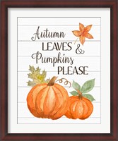 Framed Autumn Leave and Pumpkins Please