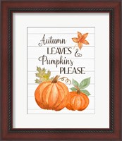 Framed Autumn Leave and Pumpkins Please