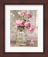 Framed Pink Roses for Breast Cancer Awareness