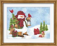 Framed Lodge Snowman