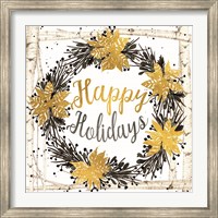 Framed Happy Holidays Birch Wreath