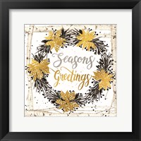 Framed Seasons Greetings Birch Wreath