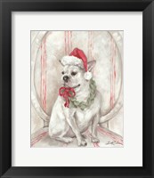 Framed French Bulldog Santa