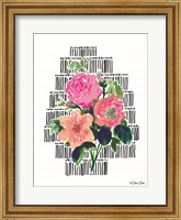 Framed Watercolor Floral with Black Lines
