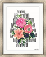 Framed Watercolor Floral with Black Lines